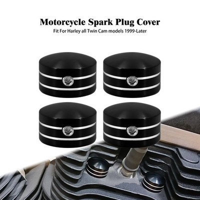 4Pcs Zündkerze Kopf Bolzen Kappe Schwarz Abdeckung Für Harley Twin Cam Touring