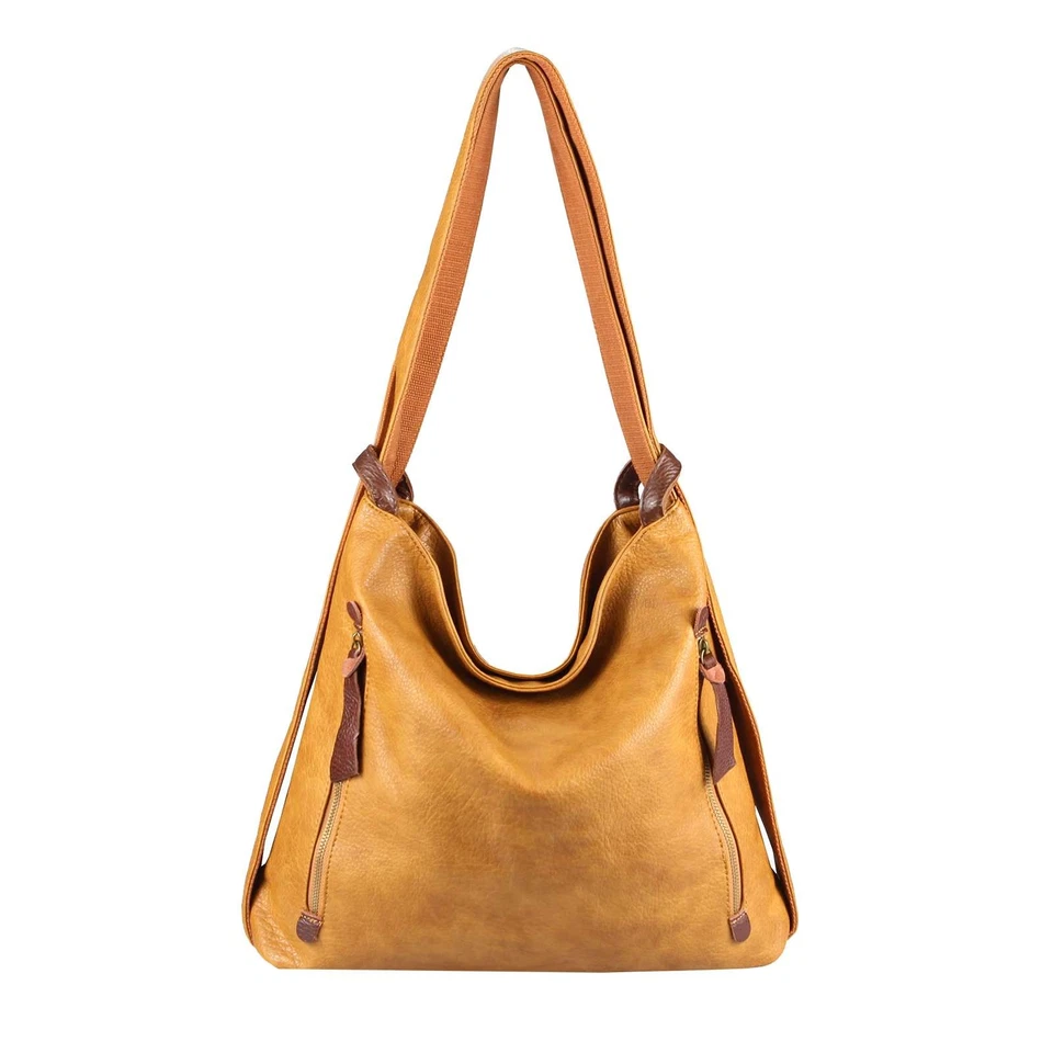 ITALy DAMEN 2in1 RUCKSACK SHOPPER TASCHE Schultertasche Leder Umhängetasche XXL - Bild 3 von 4