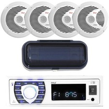 PLRMR23BTW Marine Yacht Boat MP3 USB AUX Radio, 4x 6.5" Speakers, Stereo Cover