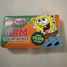 RARE Nick Candy SpongeBob Sour Apple Gum With Sticker Inside 2005 Nickelodeon