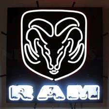 Ram Neon Sign White With Backing 5RAMWH w/ FREE Shipping 