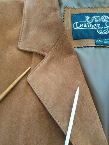 Leather Gallery Jacket Brown Suede blazer suit collared Vintage 3XL (modern XL?) - Picture 11 of 14