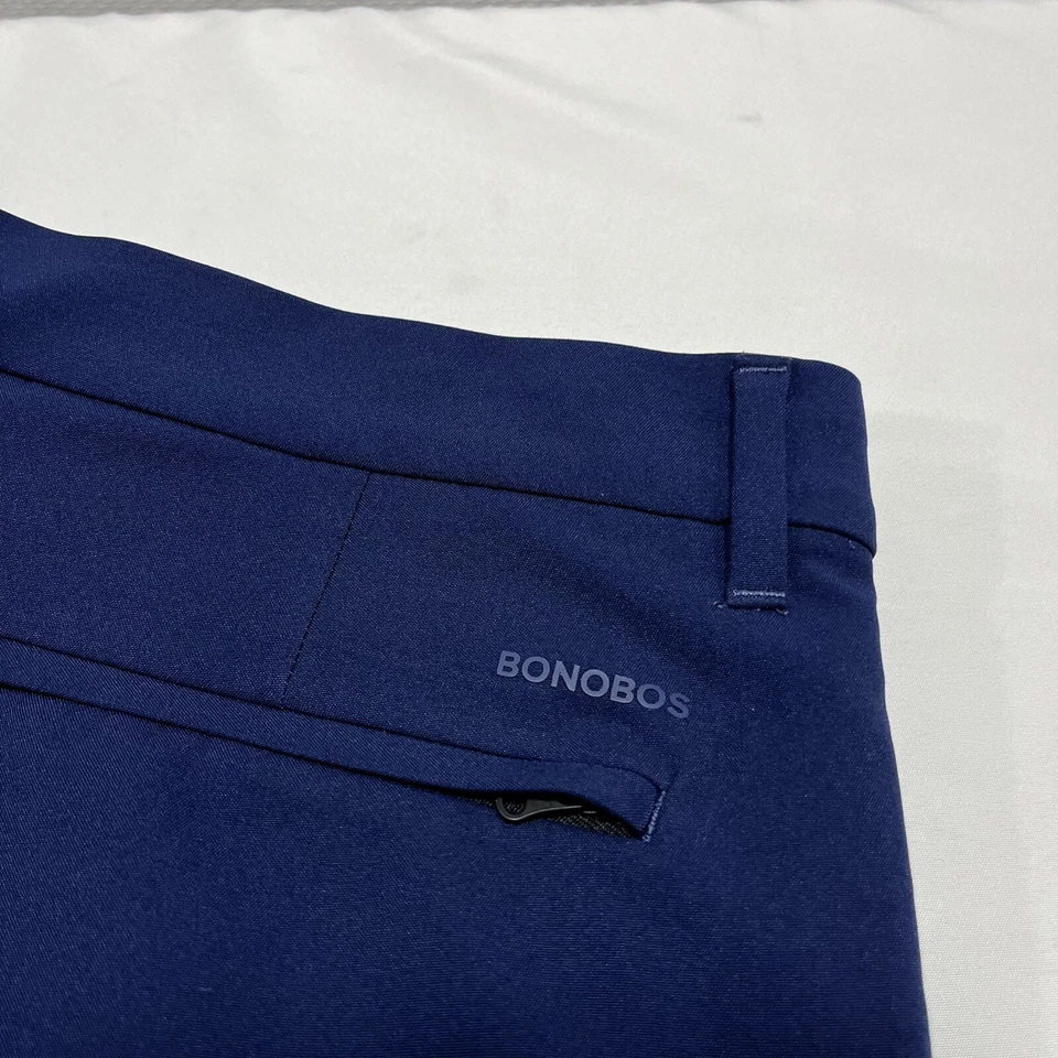 BONOBOS Slim Fit Golf Pants Navy Blue Stretch Flat Front Performance 38X34 - Image 2 of 4