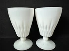Vintage Hazel Atlas Starlite Goblet Milk Glass 5 1/2" Tall Set of 2