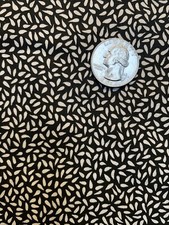 BTHY  Vintage Black White Leaf Cotton fabric  NOS