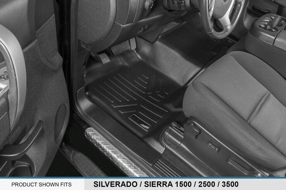 SMARTLINER Custom Fit Floor Mats 2 Row Liner Set 2007-2013 Silverado Sierra 1500 Foto 2 de 4