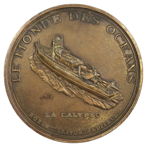 France médaille Commandant Jacques-Yves Cousteau Calypso n.d par R. Duboc laiton - Picture 2 of 3