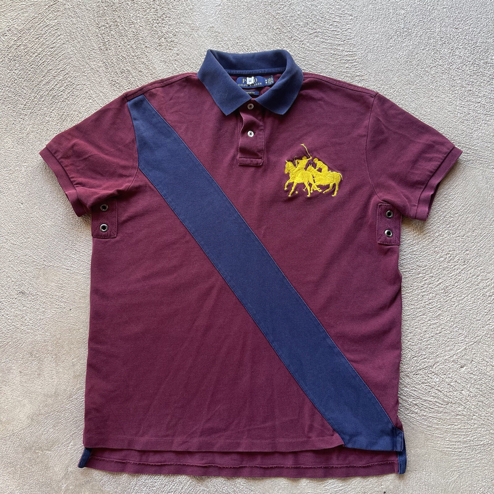 Polo Ralph Lauren camicia uomo media rossa polo grande pony fascia marrone elasticizzata basic