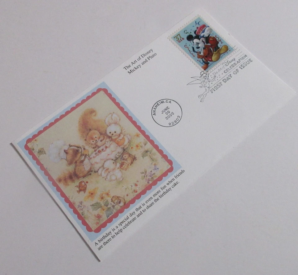 FDC The Art of Disney Mickey and Pluto 2005 Anaheim, CA envelope and stamp - Image 3 of 4