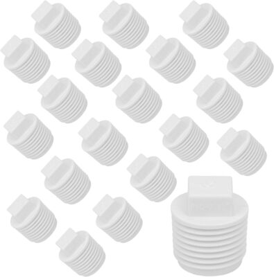 20Pack 1/2 Inch PVC Male Threaded Pipe End Cap SCH40 PVC Pipe Male Thread Plug 1