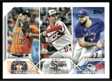 2023 Topps #311 AL ERA Leaders (Justin Verlander / Dylan Cease / Alek Manoah)