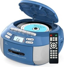 Bluetooth Boombox CD Player Cassette Record AM FM Aux-In Headphone-Out  Remote