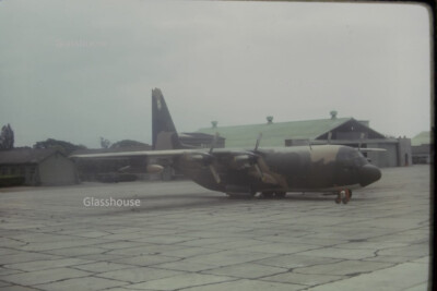 LOCKHEED C-130 HERCULES ON TARMAC 1966 PHOTO SLIDE