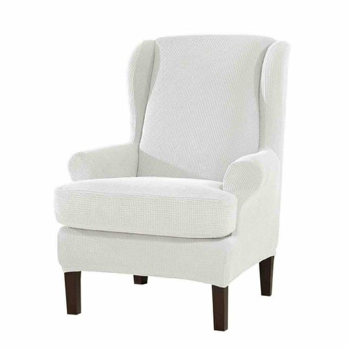 Elastic Wing Back Chair Cover Separate2pc Wing Back Arm Chair Sofa Slipcover - Picture 14 of 32