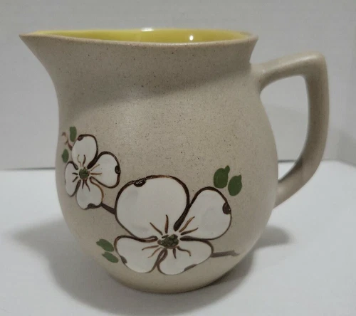 Vtg 1990s The Pigeon Forge Pottery Pitcher Dogwood Blossom 4.5" 20 oz