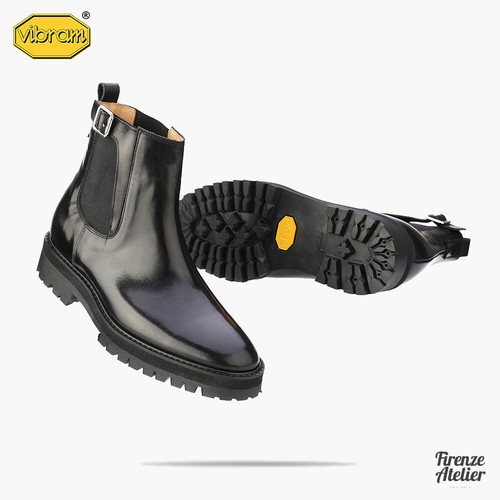 Black Leather Chelsea Boots Vibram Sole 