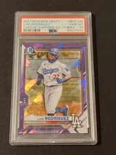2021 Bowman Chrome Draft Sapphire Luis Rodriguez SSP Purple Refractor /10 PSA 10