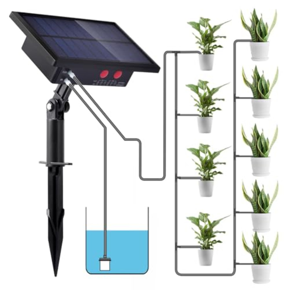 Kit Irrigazione Solare Automatica a Goccia con Timer per Piante e Orto