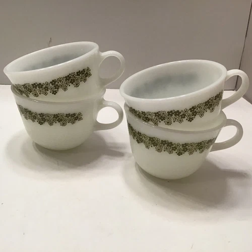 Vintage Corelle Corning Crazy Daisy Spring Blossom Set 4 Coffee Tea Cups MC