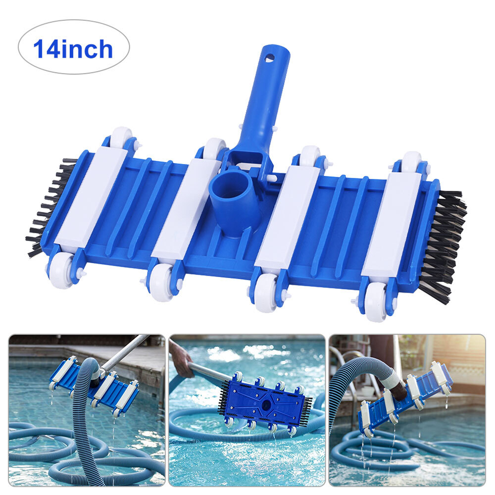 Pool Vacuum Head With Wheels 14in Flexible & Swiveling Attachment to Garden Hose