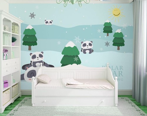 3D Schön Panda Schneeflocke ZHUC1709 Tapete Wandbild Fototapete Abnehmbarer Ann - Bild 2 von 11