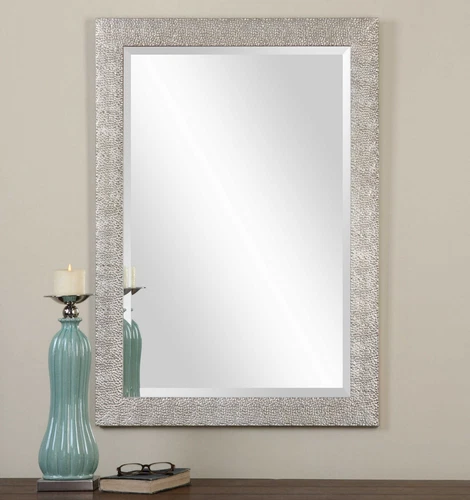 UTTERMOST 14495 PORCIUS TEXTURED PROFILE MIRROR IN LIGHTLY ANTIQUED SILVER - Picture 1 of 3
