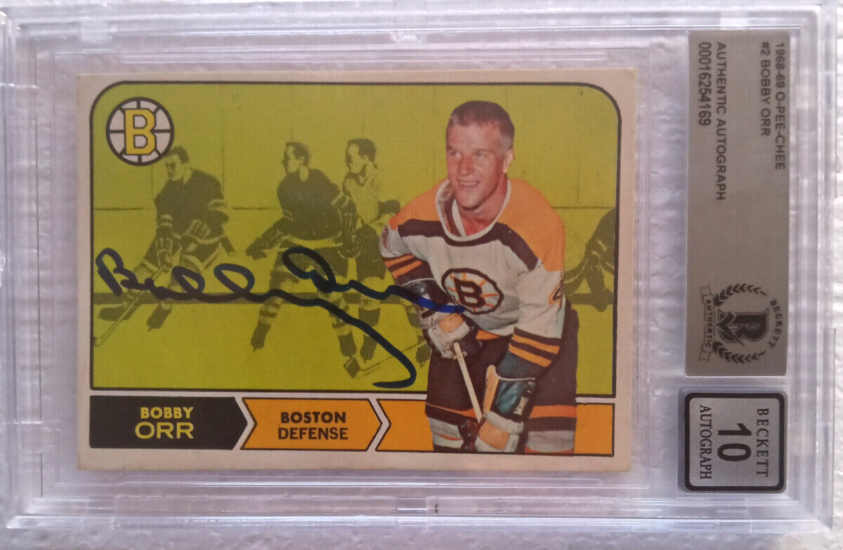 Bobby Orr Autographed Signed Boston Bruins 1968-69 O-PEE-CHEE CARD w/PERFECT 10 