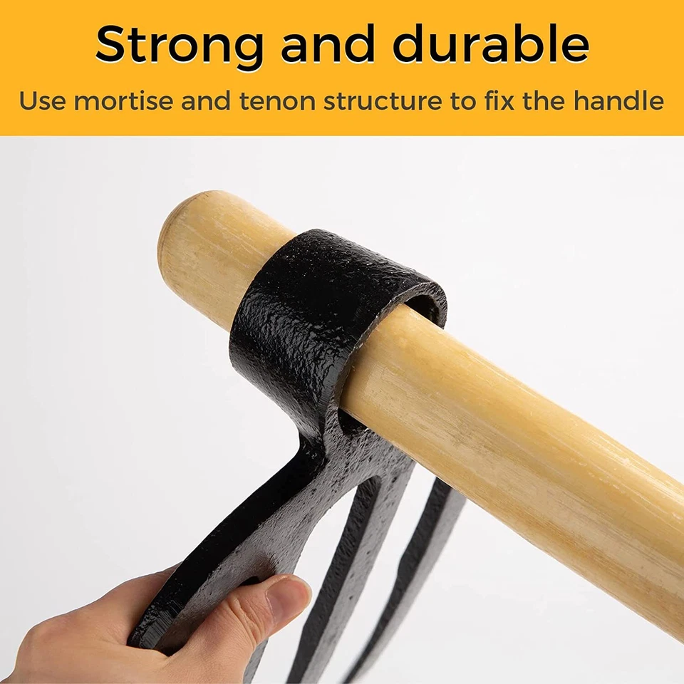 Azada de jardín de ojo redondo de alta resistencia - excavación de suelo afilada a mano de acero de alto carbono Foto 4 de 4