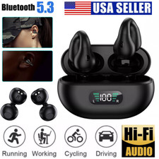Wireless Ear Clip Bone Conduction Headphones Bluetooth 5.3 Earbuds Sport New USA
