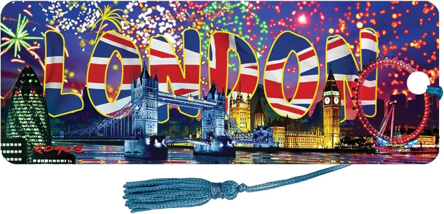 London 3D Bookmark - Novelty Reading Gift - Britain London Eye Gherkin UK Flag