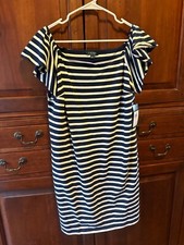 Lauren Ralph Lauren navy blue white striped knit dress NEW PL P L $99   (bin300)