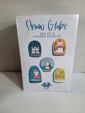 Pink Sky Christmas Snowglobe Puzzle Shaped Set of 5 200 Pieces Each New Sealed