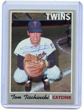 1970 TOPPS BASEBALL #379 TOM TISCHINSKI AUTOGRAPH, MINNESOTA TWINS, 052419