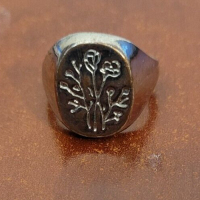 .925 STERLINGSILBER SCHILDRING MIT FLORALEM DESIGN