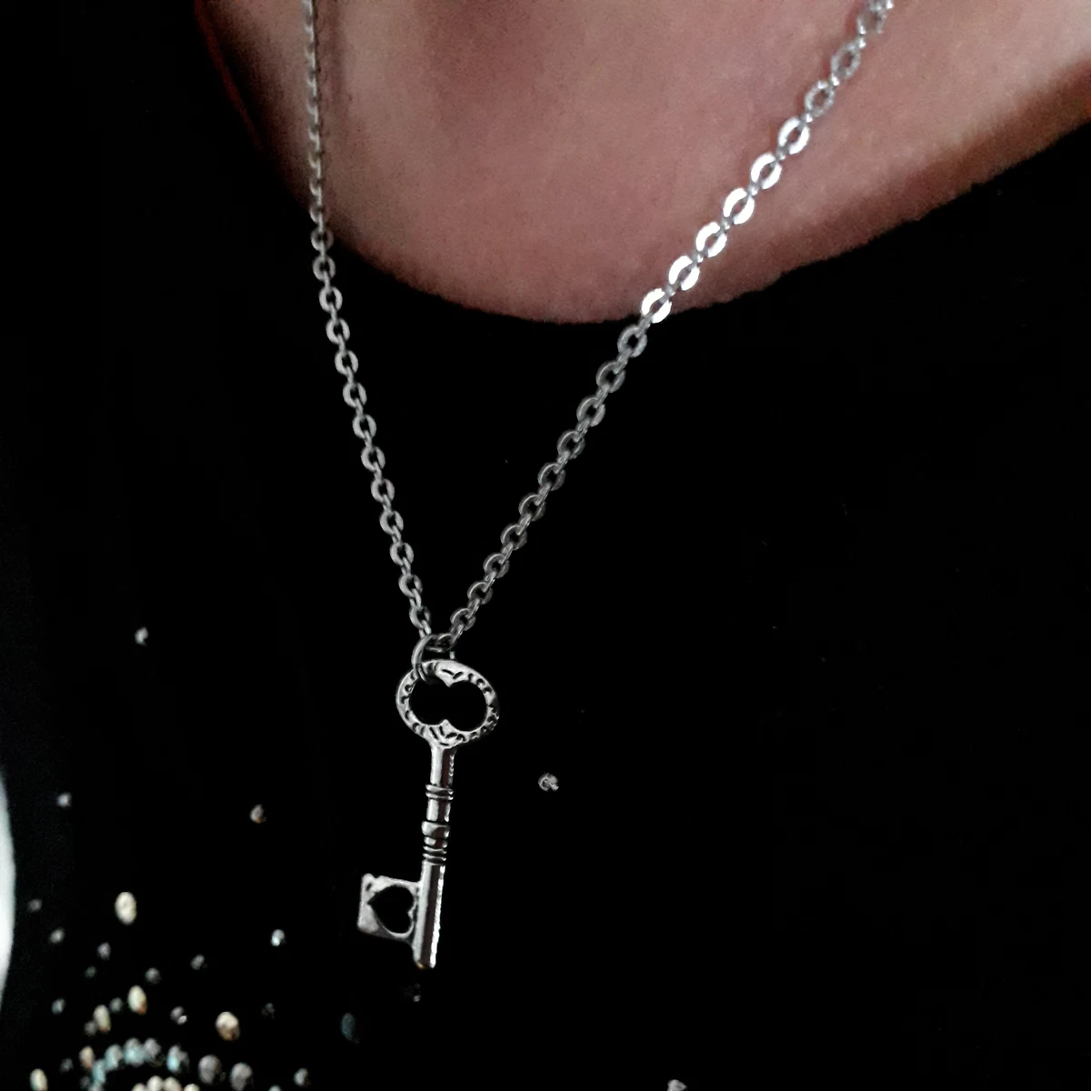 Collana Lunga Con Ciondolo Chiave E Zirconi - Placcata Oro Rosa E Argento - Donna