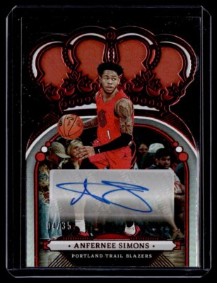 2022-23 Panini Crown Royale Autographs Red Anfernee Simons Auto 04/35 Portland