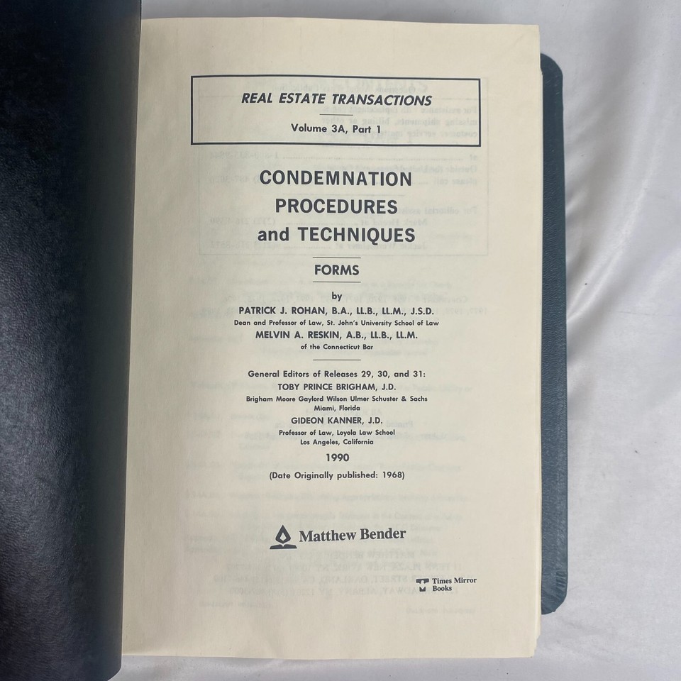 Real Estate Transactions Condemnation Procedures and Techniques Forms Hardcover 9780820512433 eBay