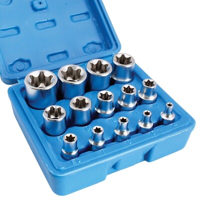 E-Profil Stecknüsse 1/4 +3/8 +1/2 -Zoll 14-tlg. Außen Torx Nüsse Satz