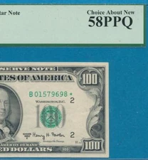 $100. 1950-E SCARCE STAR  NEW YORK  DISTRICT  FEDERAL RESERVE NOTE PCGS AU58PPQ