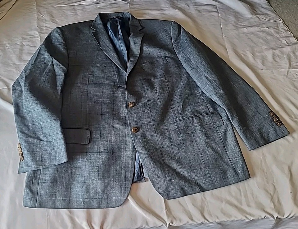 RALPH LAUREN Men's 52R Wool Silk Linen Blue 2B 1Vent Sport Coat Blazer