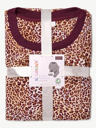 Joyspun Women 2X 18W-20W Velour Pajama Sleep Set with Eye Mask, 3-Piece Animal - Picture 8 of 19