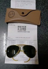Vintage Bausch  Lomb USA Ray-Ban Wire Aviator Sunglasses W/Case Paperwork 58014