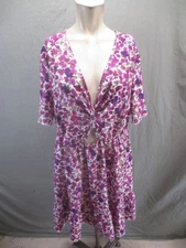 SHEIN Size 2XL Womens Floral Twisted Front Plunge Short Sleeve Flare Dress 225