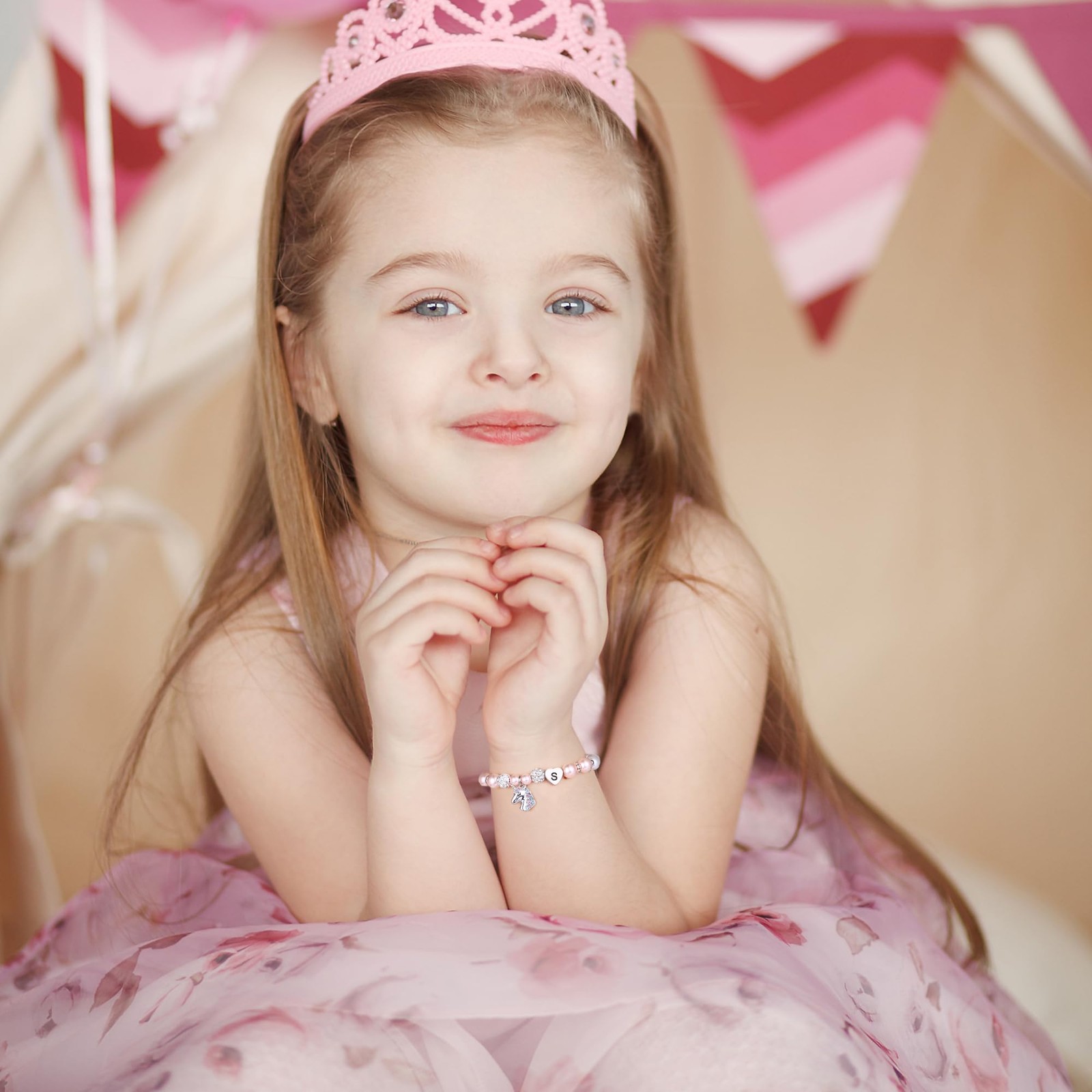 Hidepoo Unicorn Jewelry - Pink Pearl and Rhinestone Balls Heart Initial B Uni...