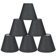 GERO Black Clip on Chandelier Lamp Shades Set of 6,Small Lamp Shades Clip on ...