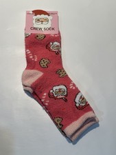 Christmas Santa Crew Socks Fuzzy Size 5-10 Fits Most