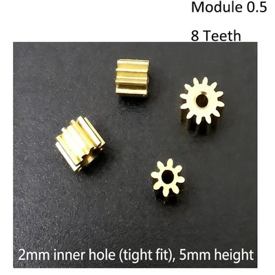 Zahnrad Modul 0,5 Stirnrad 8 Zähne Metall Messing 2mm Motor Hauptwelle RC Modell - Bild 1 von 4