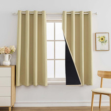 100 Blackout Curtain 2 Panels Set,Thermal Insulated Window Drapes for Bedroom,F