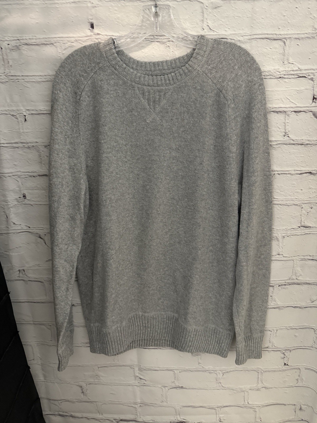 American Eagle Solid Gray Knit Sweater Cotton/Pol… - image 1