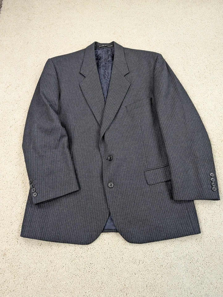 Traje Alexandre 42R 38x28 Gris Lana a Rayas 2 Piezas Franela Hecho en Inglaterra Reino Unido Foto 2 de 4